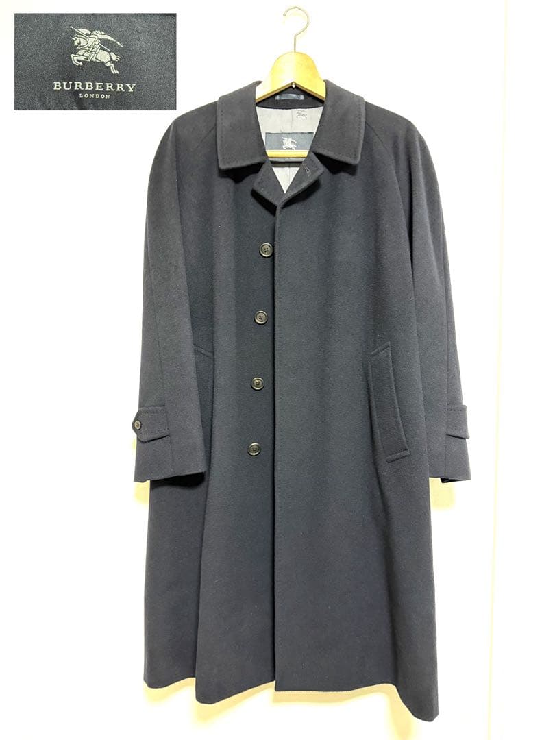 T50 メンズ バーバリー高級カシミア100%ロングトレンチコート 美品