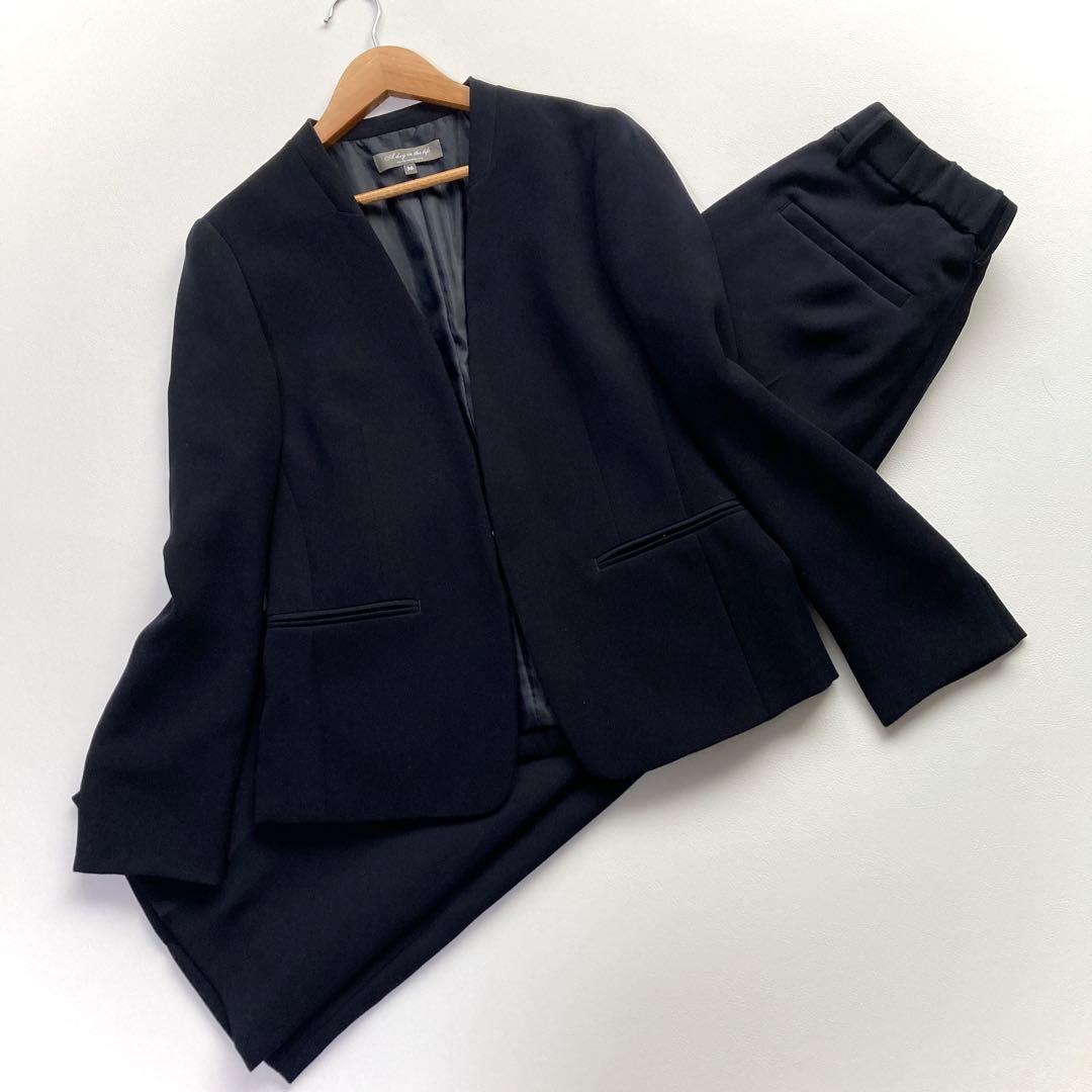 美品 ユナイテッドアローズ パンツスーツセットアップ 濃紺 36 洗える 伸縮性