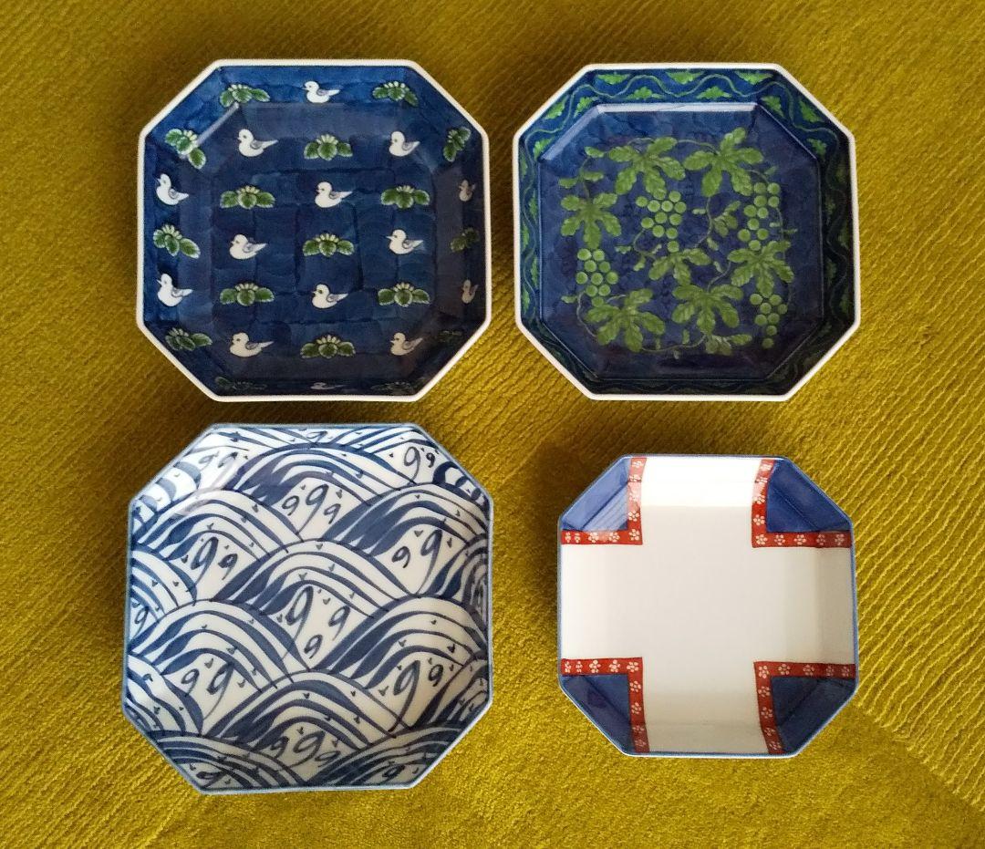 有田焼 源右衛門窯 古伊万里 方皿 中方皿 緑彩 染錦