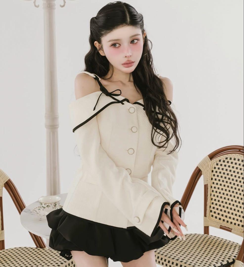 Darich ボンディングツイードオフショルチュニック　IVO S