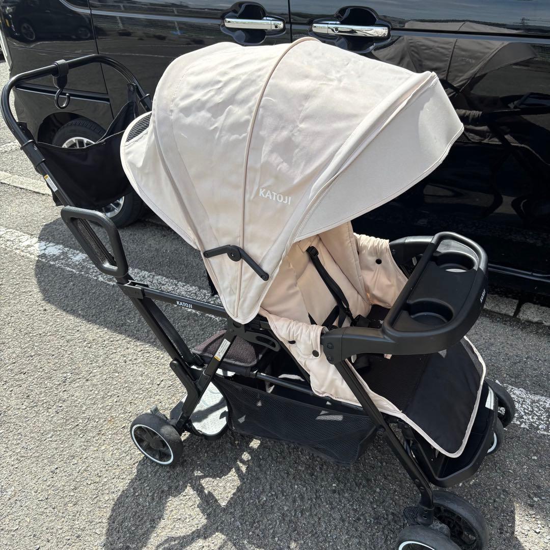 ［格安］KATOJI 2人乗りベビーカー ベージュ
