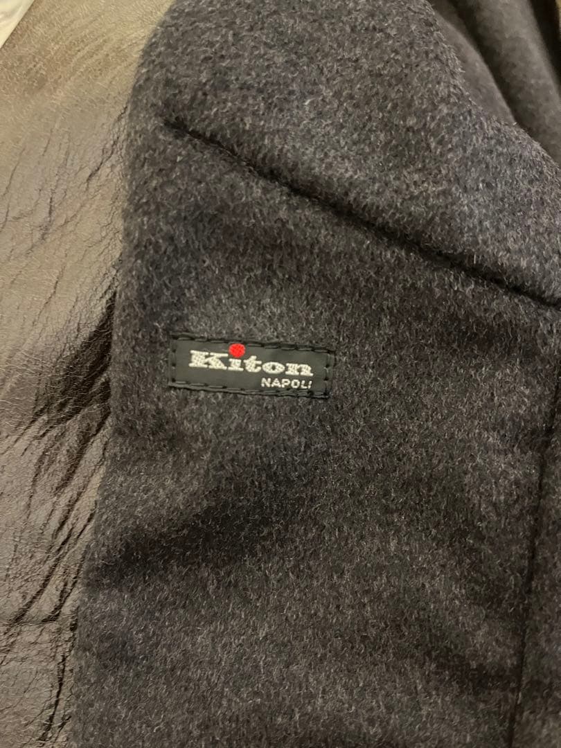 【Kiton】ジャケット　レザー　羊革　カシミヤ100% ダメージ加工