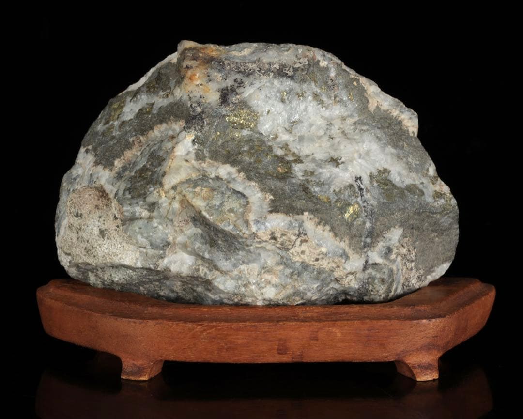 佐渡 金鉱石 原石 標本 鑑賞石 水石 天然石 自然石 飾石 台座付 2135g