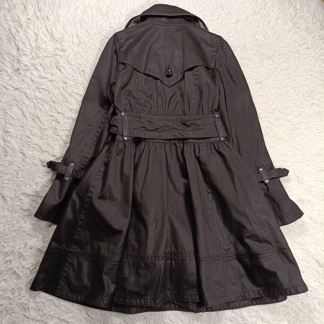 美品✨バーバリーブルーレーベル　ダブルトレンチコート　レザーパイピング　38