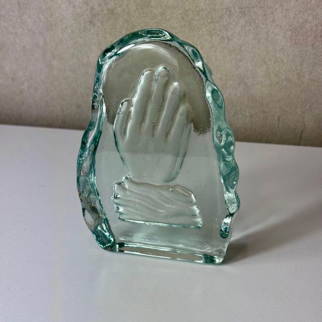 ガラス製のハンドオブジェ ミッドセンチュリー ポストモダン ヴィンテージ