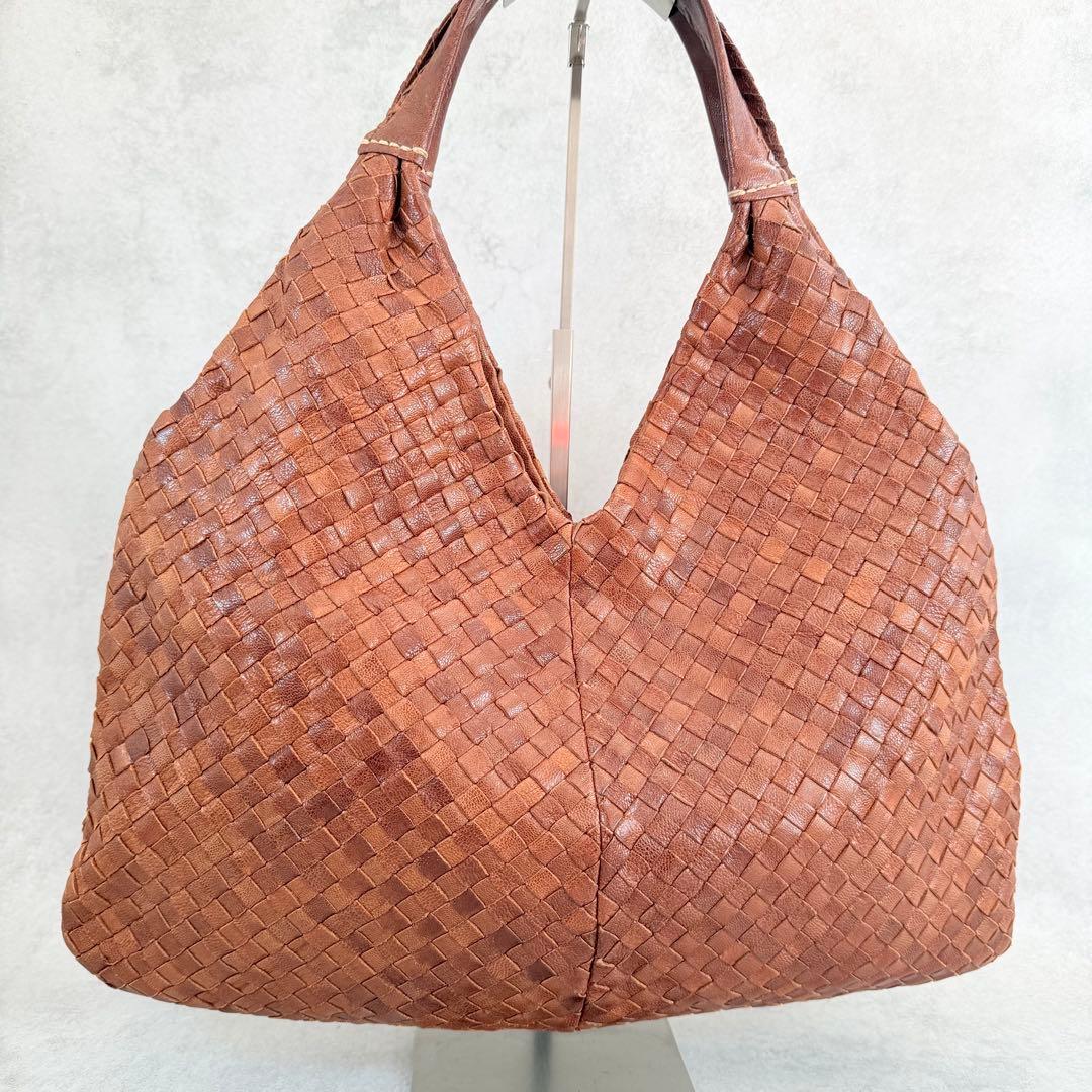 GENTEN ゲンテン　バッグ　トートバッグ　編み込み　レザー　ブラウン