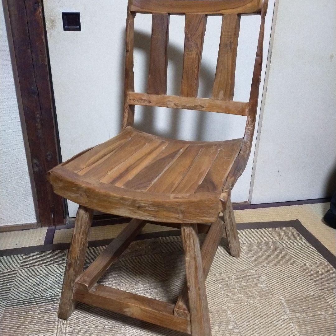 【直接引取り限定!】オールドチーク　無垢材　ナチュラルウッド　チェア　東南アジア