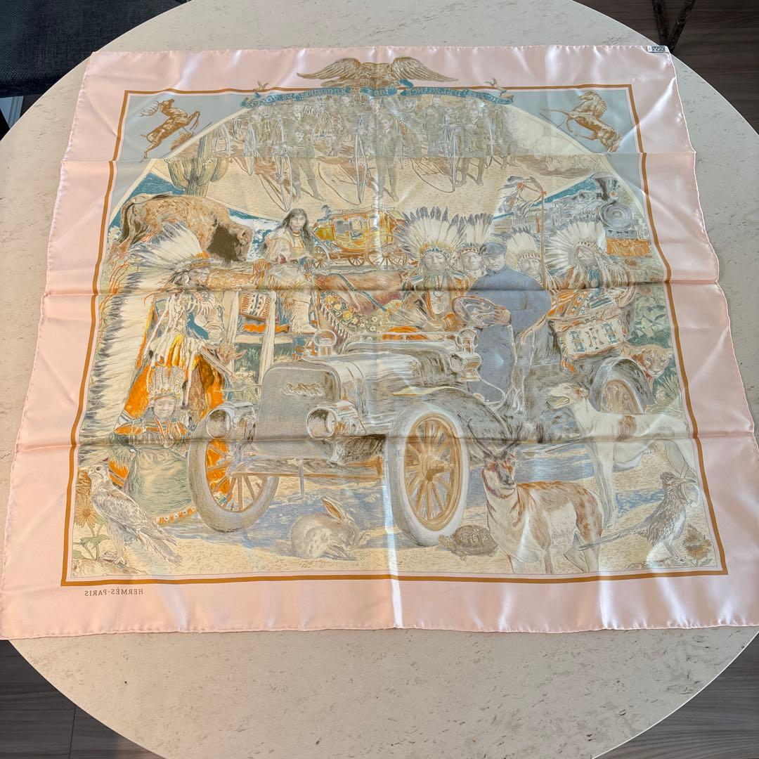 HERMES エルメス　スカーフ　ピンク　90