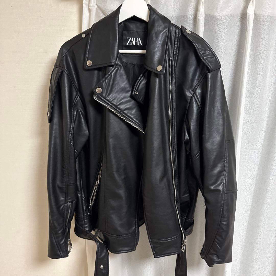 ZARA ブラック レザーライダースジャケット M