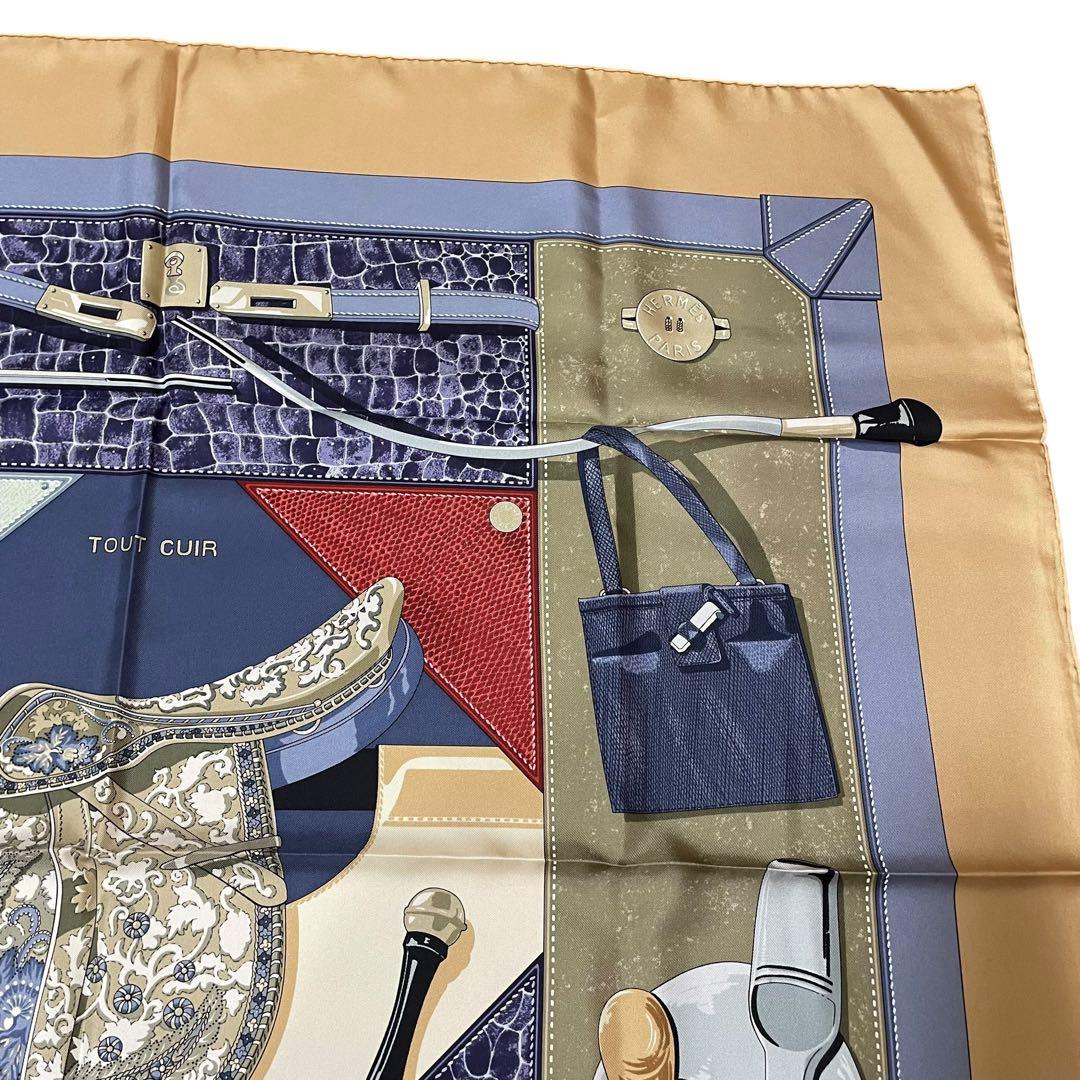美品‼️HERMES TOUT CUIR　すべて革柄 箱付シルクカレ90希少