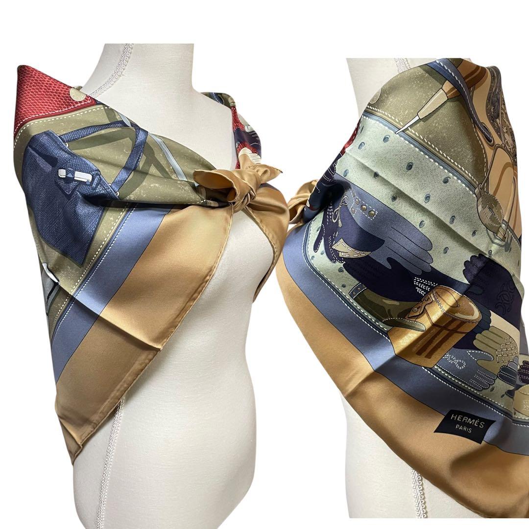 美品‼️HERMES TOUT CUIR　すべて革柄 箱付シルクカレ90希少