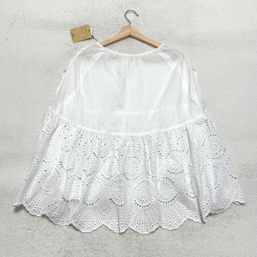 新品未使用 24SS BEARDSLEY レースポンチョブラウス 刺繍 白 F