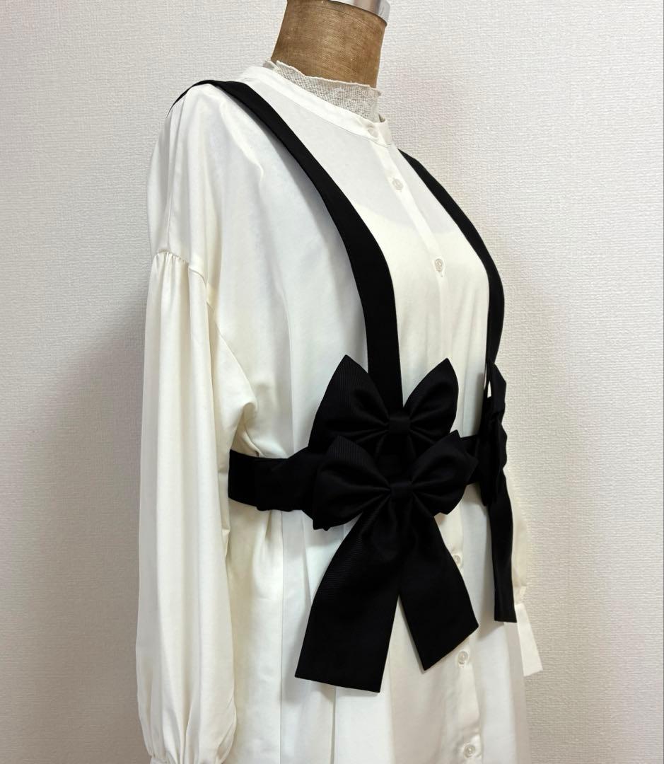 バックリボンハーネス 黒無地 [ハンドメイド] レイヤードファッション