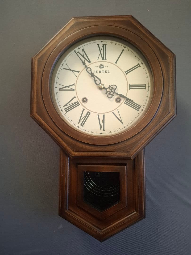 未使用　SUNTEL 八角形クオーツ時計　さんてる　ボンボン時計 振り子　掛時計