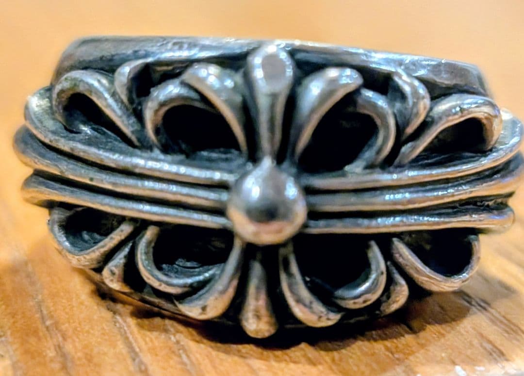 ヴィンテージ シルバー925 フローラルクロスリング18から19号（約19g）