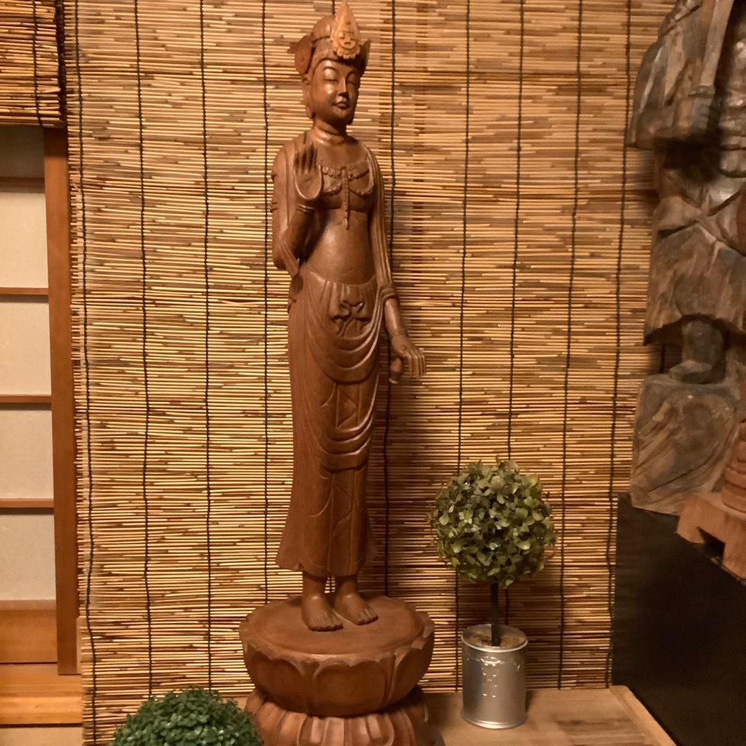 大正期「白鳳文化・夢違観音菩薩立像」法隆寺国宝写仏・平城京・天平文化・木彫・銘刻