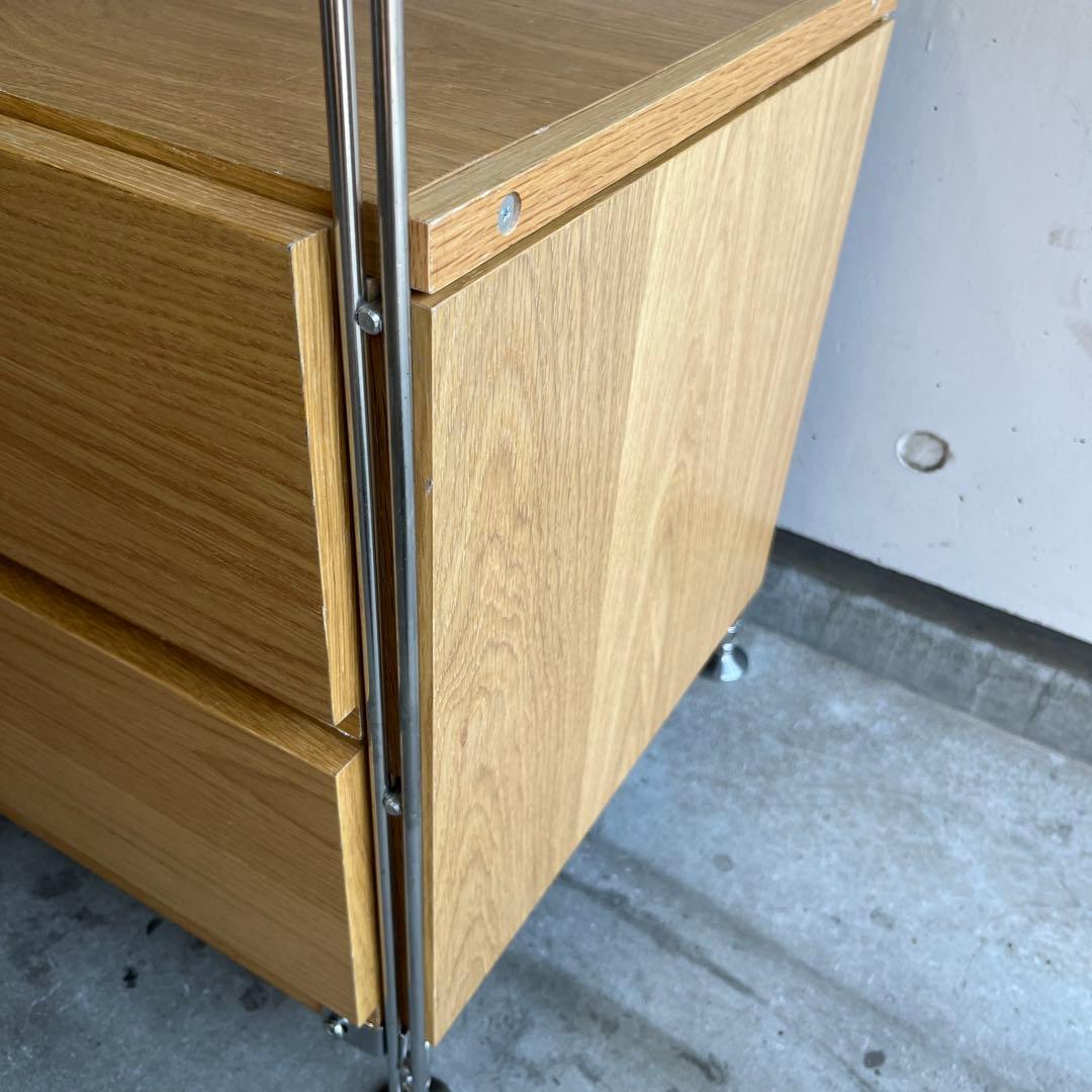 美品★無印 ステンレスユニットシェルフ・オーク材・ワードローブセット