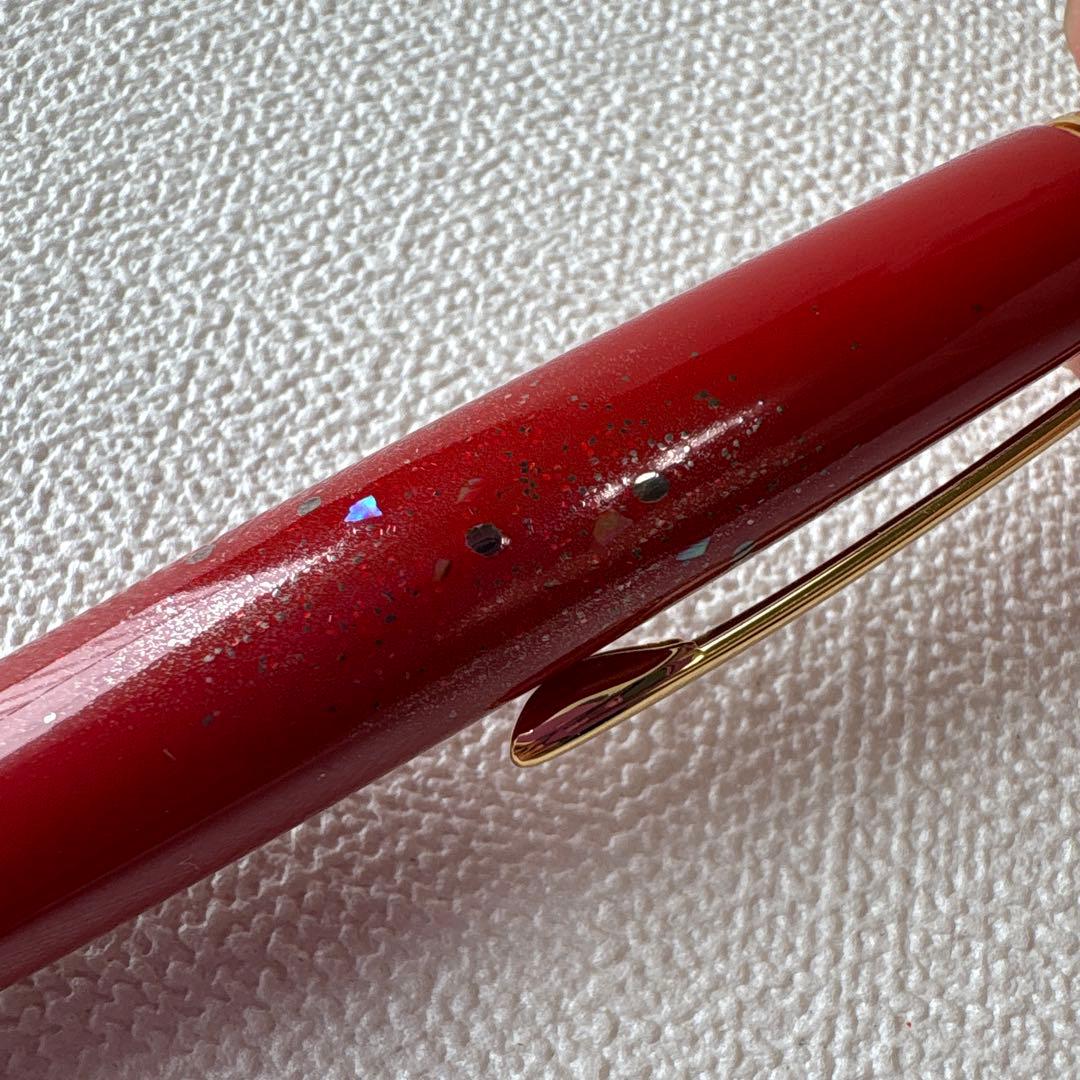 輪島塗ボールペン 螺鈿 漆 朱色