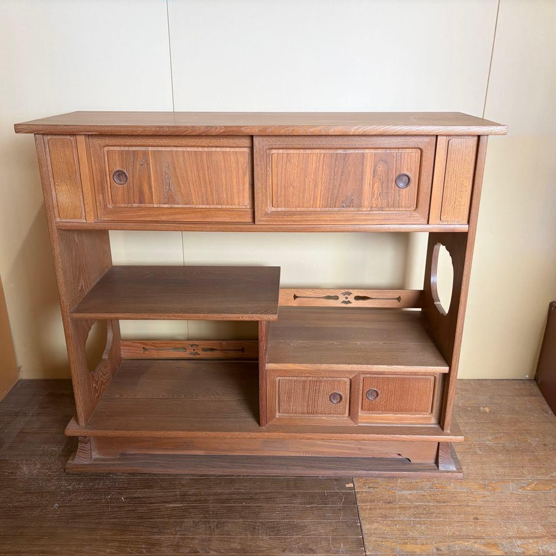 【送料込】和風家具　和室民芸家具　アンティーク　昭和レトロ　小物入　戸棚　お茶