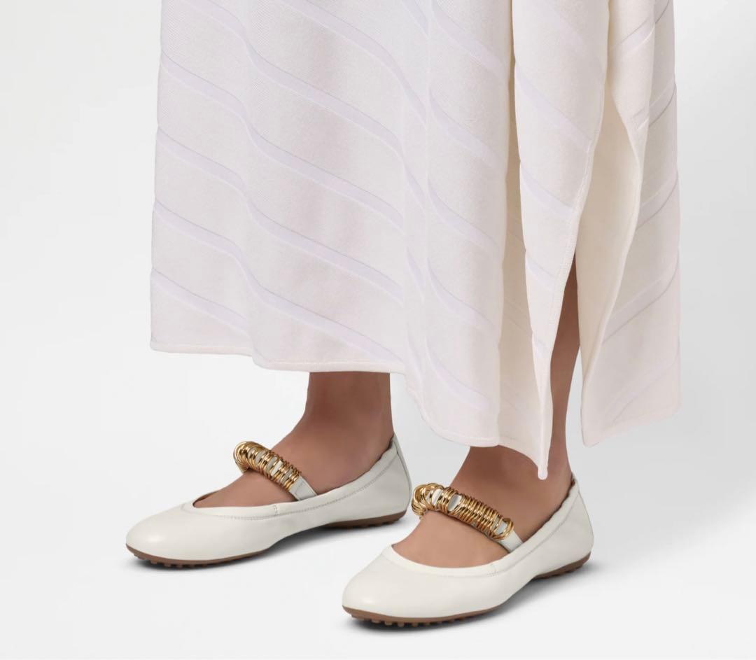 Tod's レザー バレリーナ ホワイト トッズ