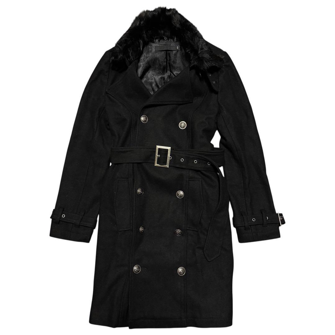 ジャケット・アウター FUGA Y2K Rabbit Fur Wool Trench Coat 44