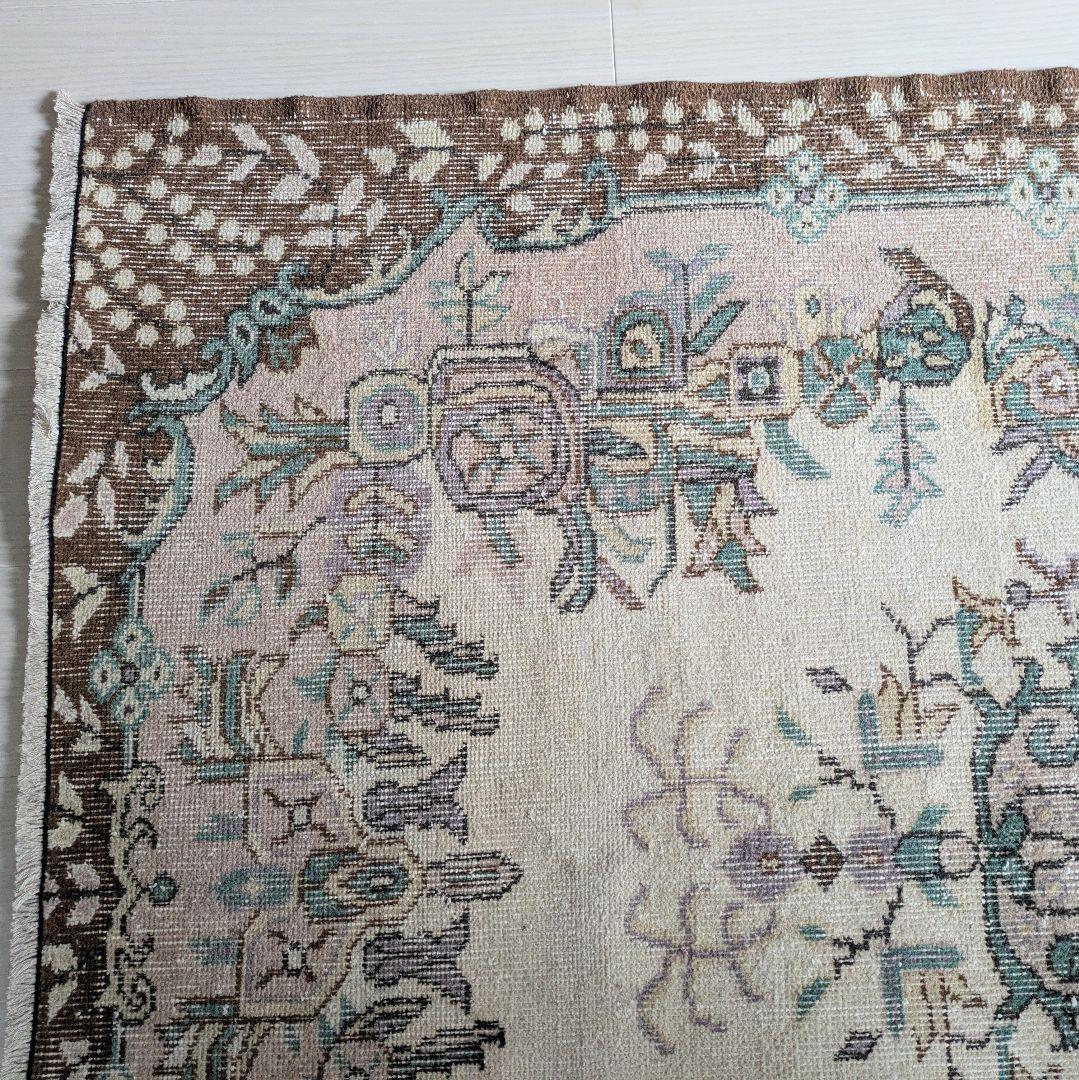 117×201 メダリオンコスモスピンク　トルコヴィンテージラグ