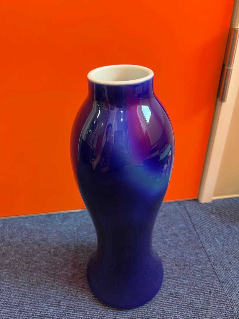 929 深川製磁　ルリ三彩　花瓶　未使用