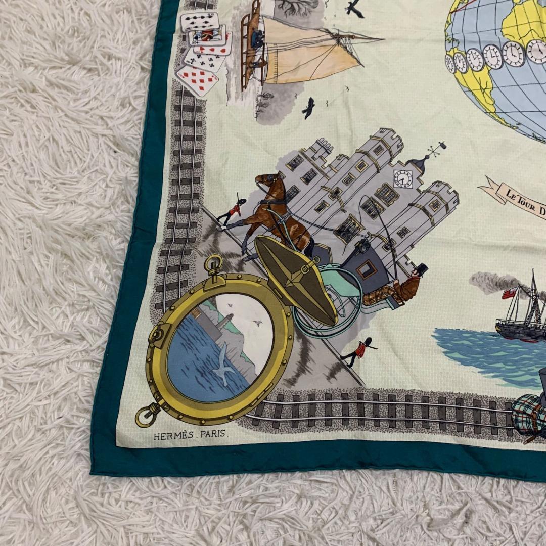 14785✨希少✨エルメス カレ90 L80日間世界一周 スカーフ シルク