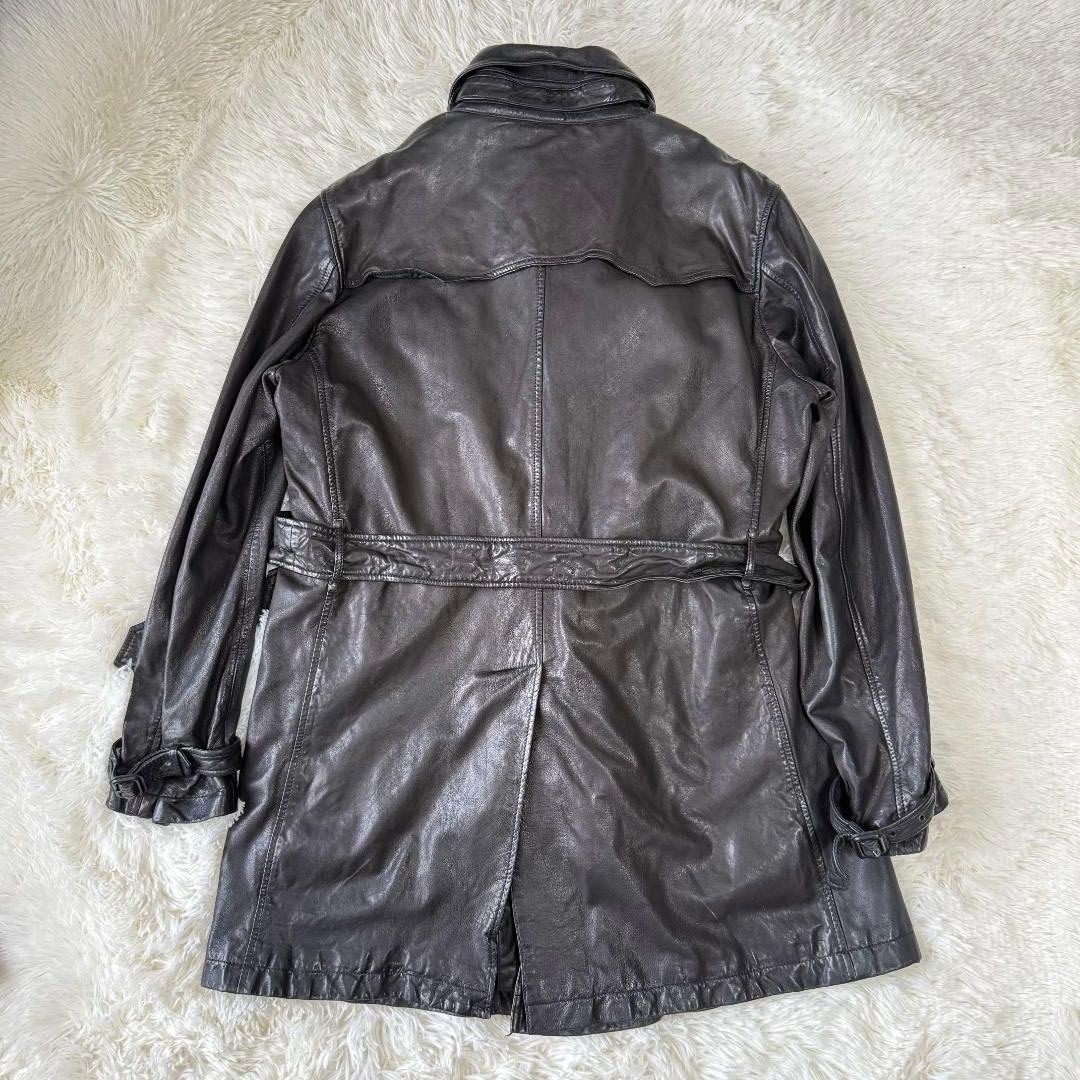 カリー様✨バーニーズニューヨーク レザー トレンチコート 52 黒 ライナー付