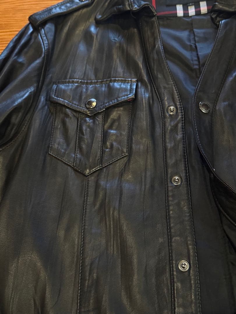 BURBERRY BLACK LABEL 羊皮レザーシャツ バーバリーブラック