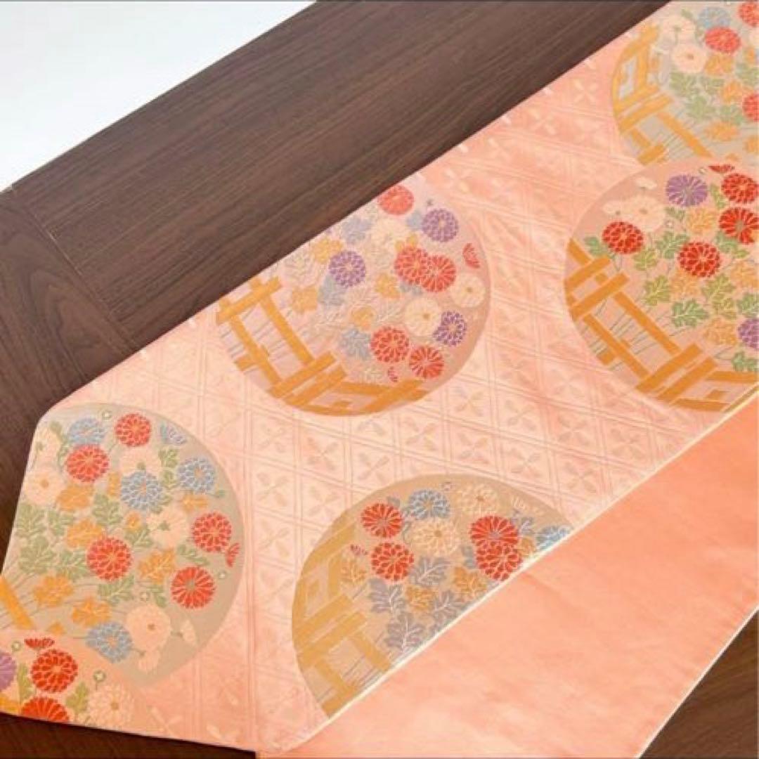 ⚠️専用✴テーブルランナー　タペストリー　正絹　帯生地使用　ピンク　大ハンドメイド