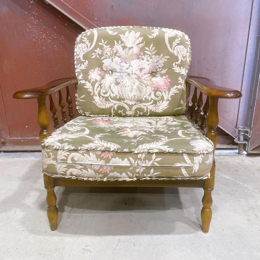 【稀少】karimokuカリモク アームチェア コロニアル フリージアグリーン②