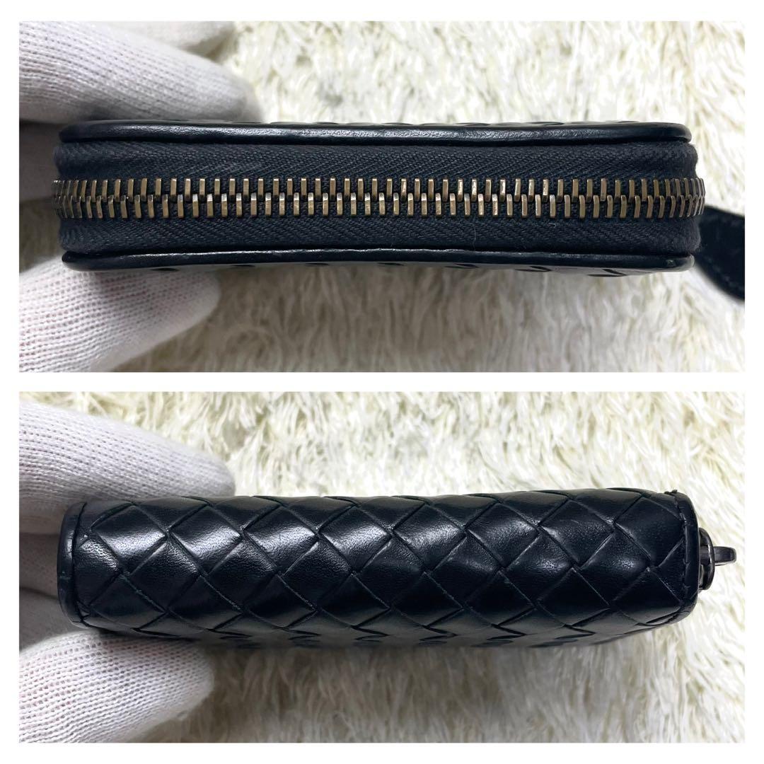 ボッテガヴェネタ ケース イントレチャート ラウンドファスナー ブラック