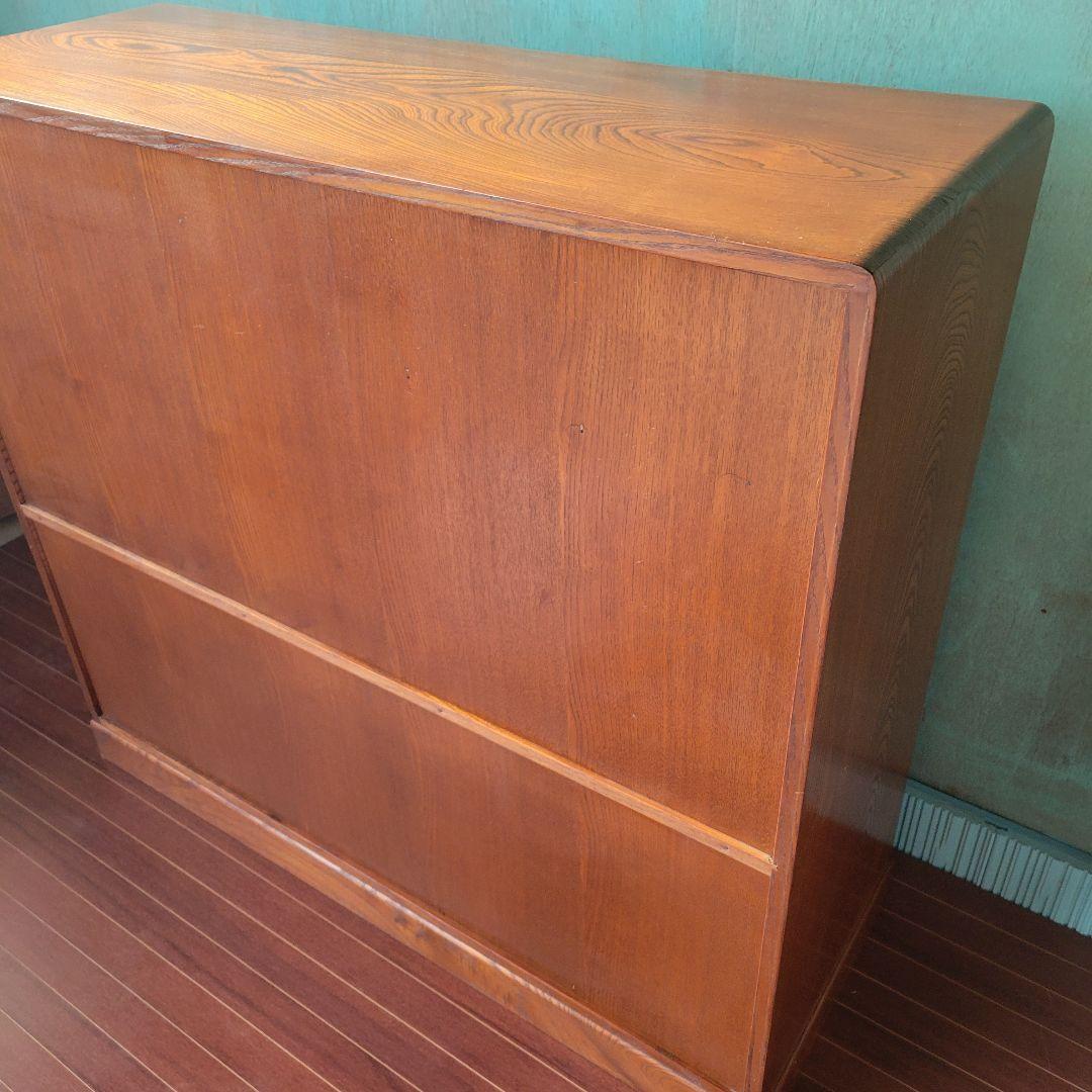 昭和レトロ 茶箪笥 水屋箪笥 ガラス戸収納棚 和家具 ヴィンテージ 店舗什器