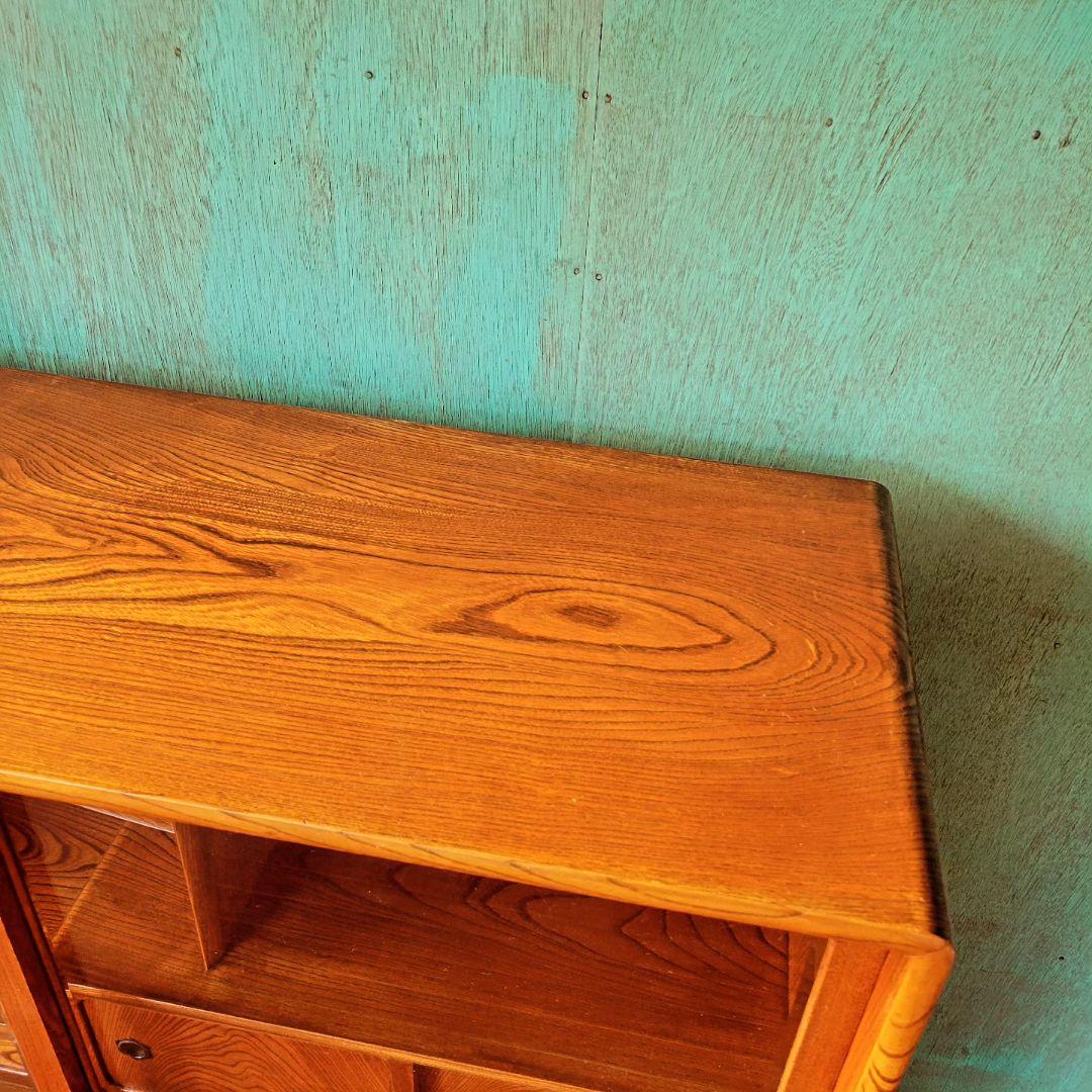 昭和レトロ 茶箪笥 水屋箪笥 ガラス戸収納棚 和家具 ヴィンテージ 店舗什器