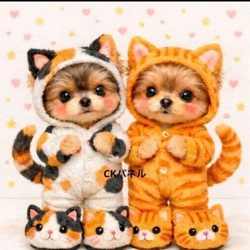 激レア被り物柴犬、ポメラニアン、パグ、チワワ、トイプー、ヨーキーパネル生地