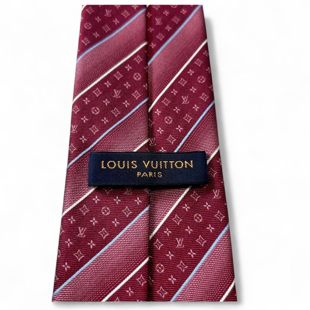 LOUIS VUITTON ネクタイ ボルドー モノグラム ストライプ 箱付き