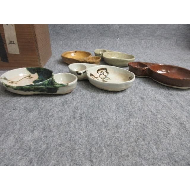 清水六兵衛ひょうたん皿5枚共箱 [B28125]