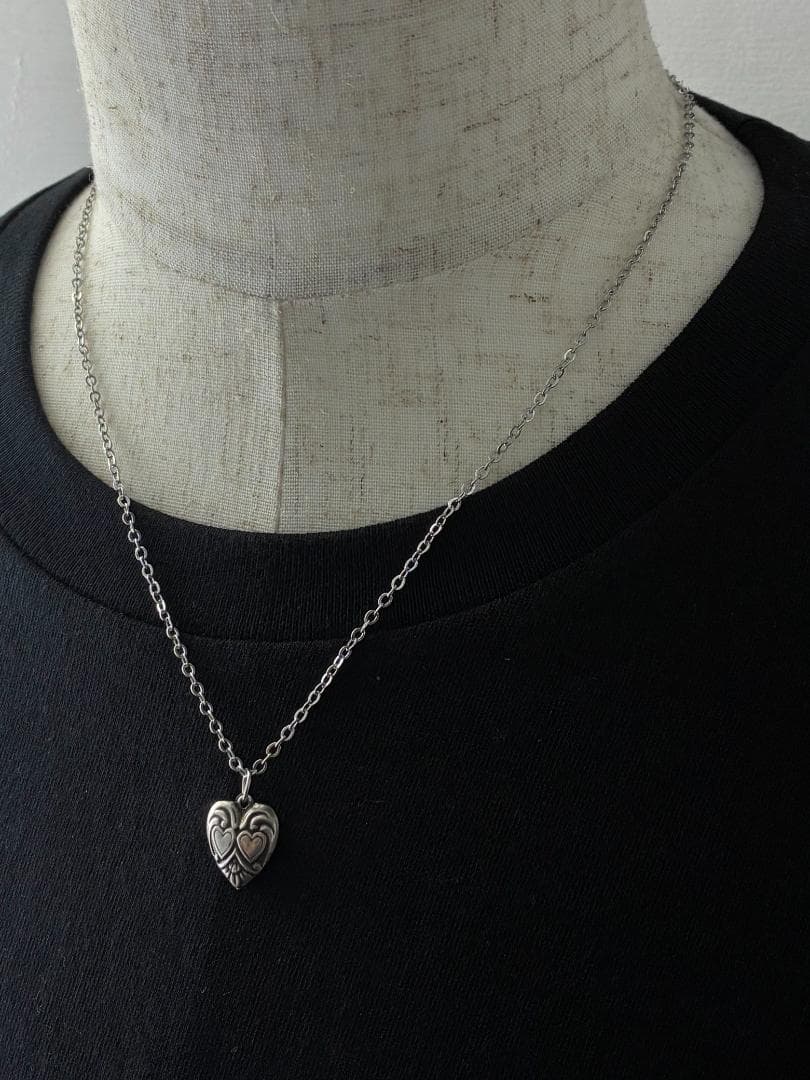 スウィートハートジュエリー ダブルハート シルバーヴィンテージネックレスNAVY