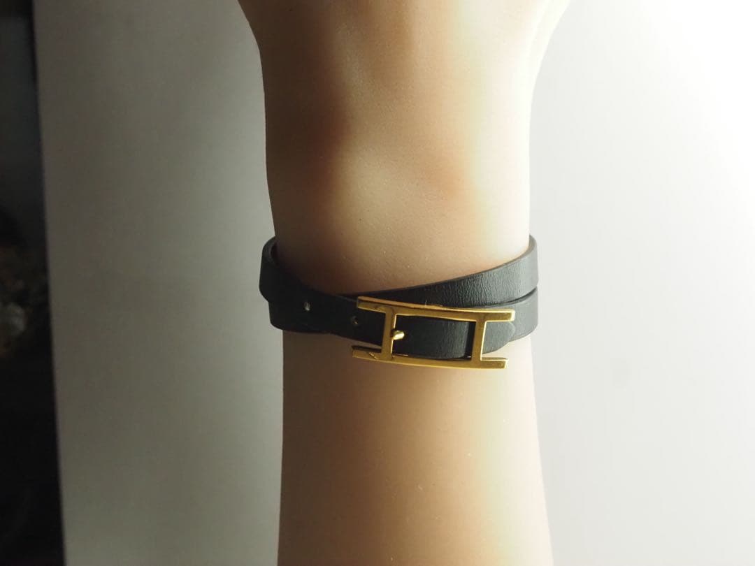 HERMES　エルメス　レザーブレスレット ビーアピ　ドゥブルトゥール