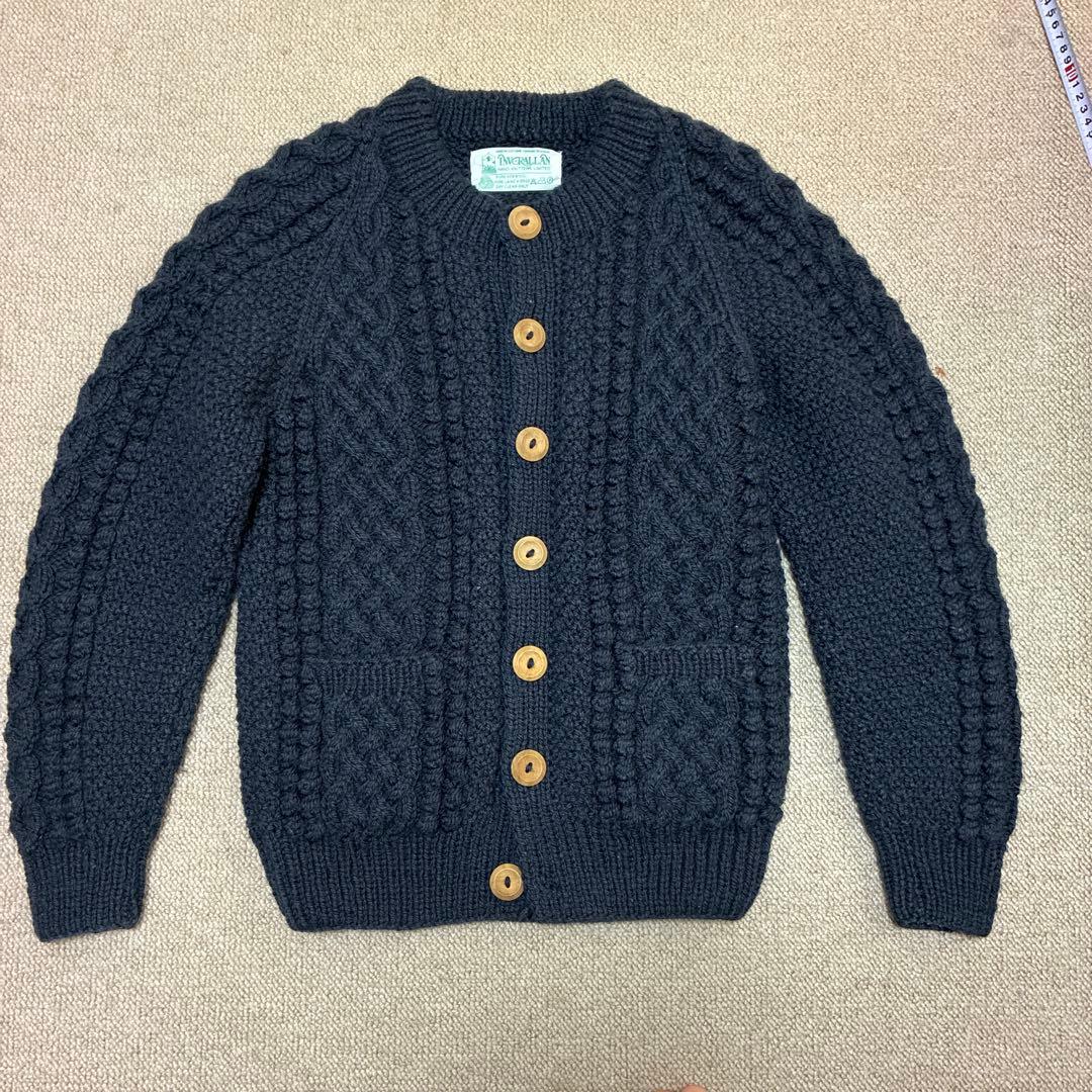 Inverallan ダークネイビー ケーブル編みカーディガン