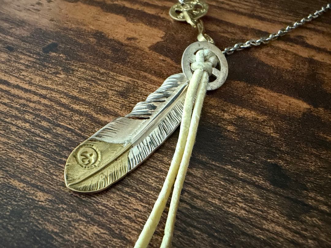 ★美品★先金フェザー 細角SET　金ホイールフック・ゴローズ革紐