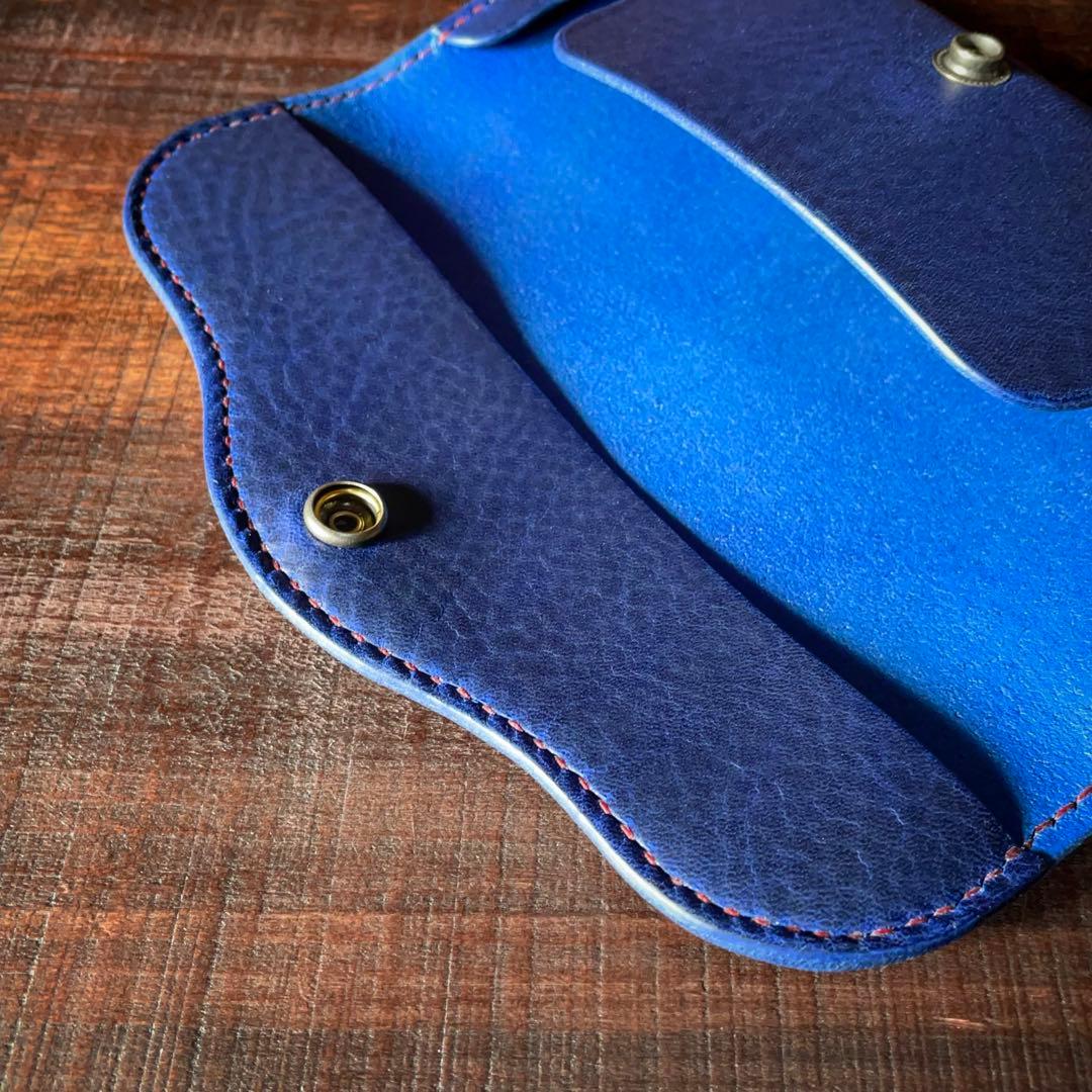 【キッキ】5ポケットカードホルダー（ブルー&レッド）メガネケース（ブルー）