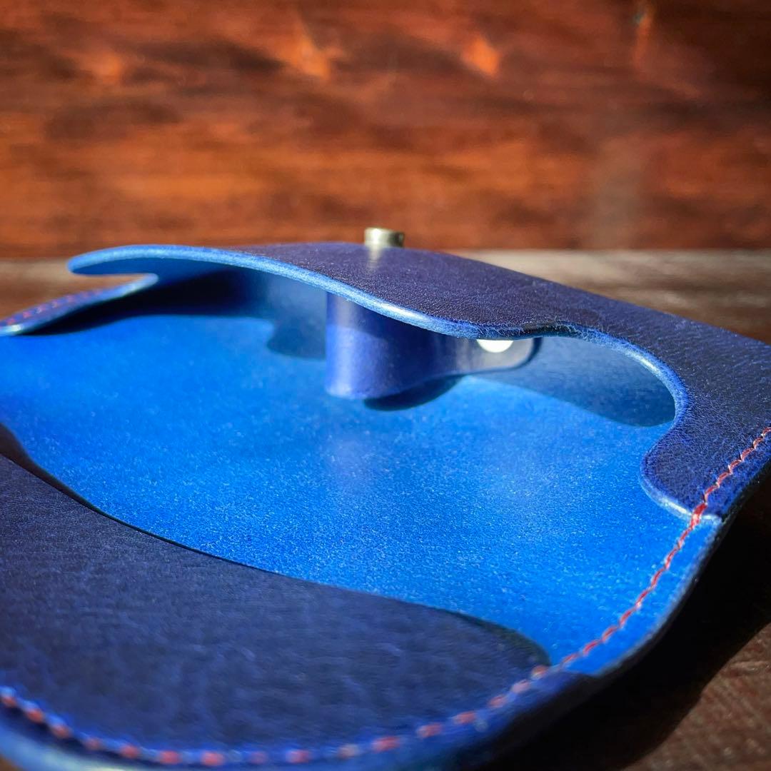 【キッキ】5ポケットカードホルダー（ブルー&レッド）メガネケース（ブルー）