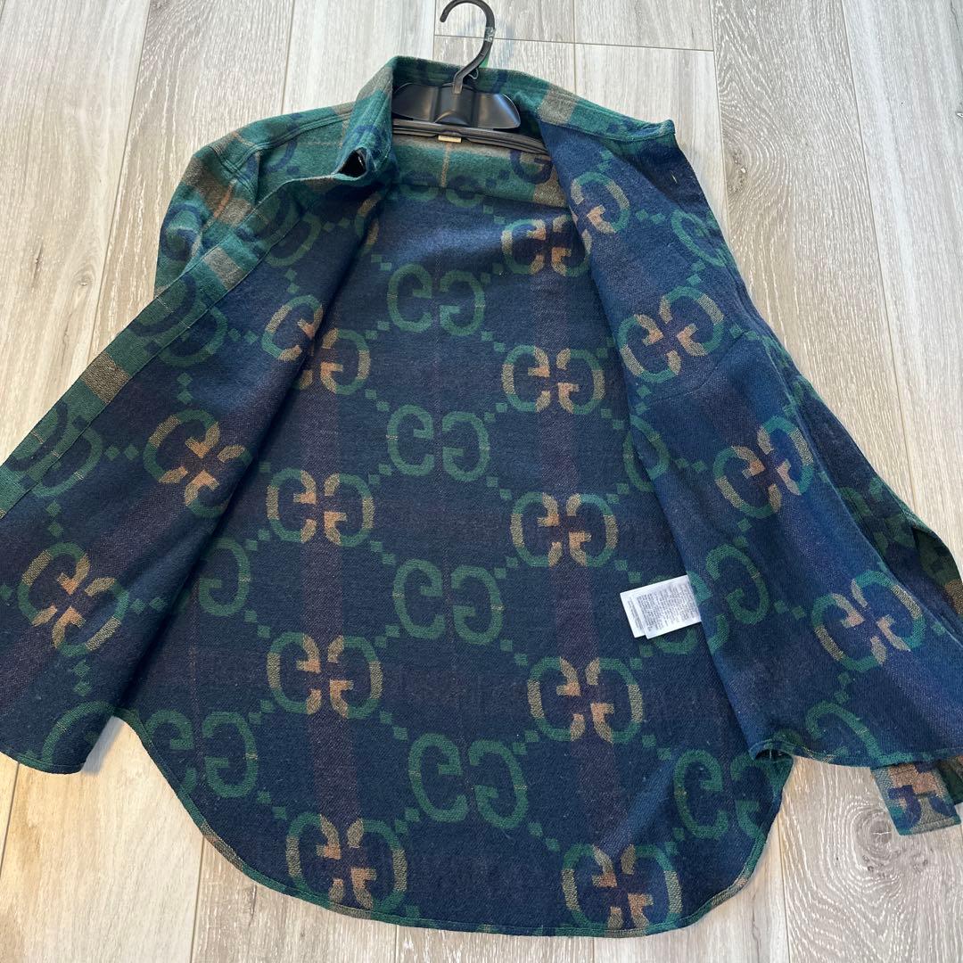 ⚠️専用⚠️GUCCI ビッグロゴ　緑×チェックシャツ