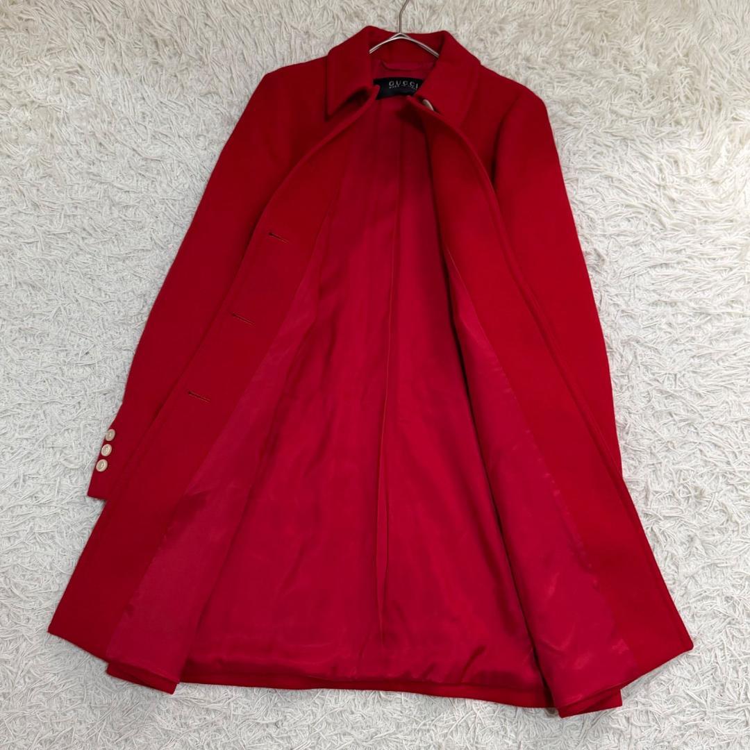 17636✨GUCCI アンゴラ ウール ステンカラーコート レッド