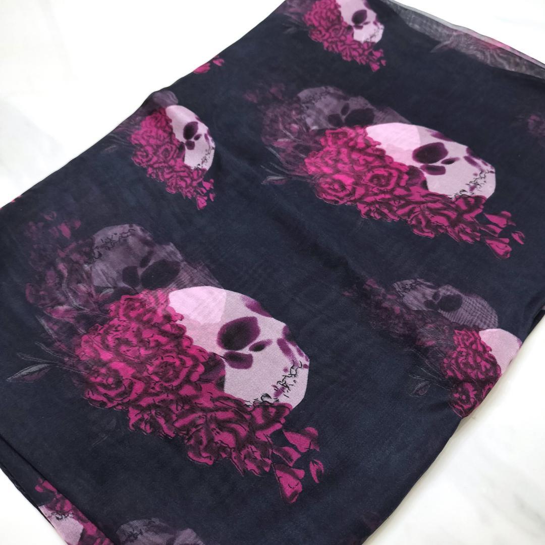 ALEXANDER McQEEN 髑髏 スカル 大判 スカーフ ストール黒