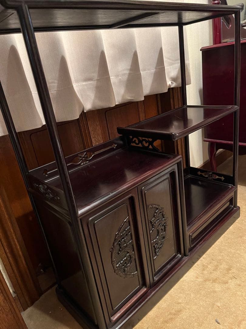 飾り棚　黒檀　紫檀　ヴィンテージ　茶棚　木製棚　和風インテリア　茶室盆栽棚