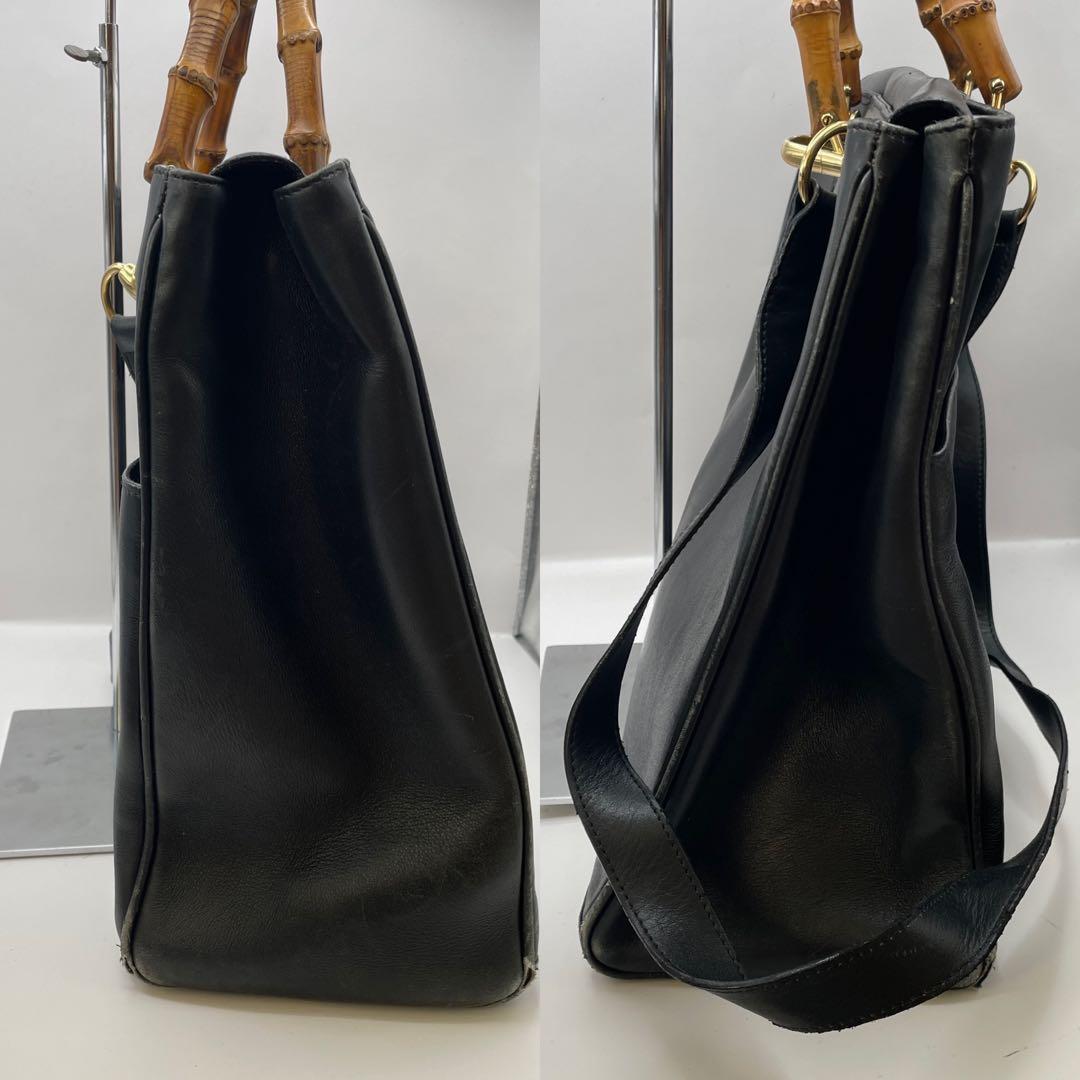 特価✨ GUCCI グッチ バンブー 2way トートバッグ ブラック レザー