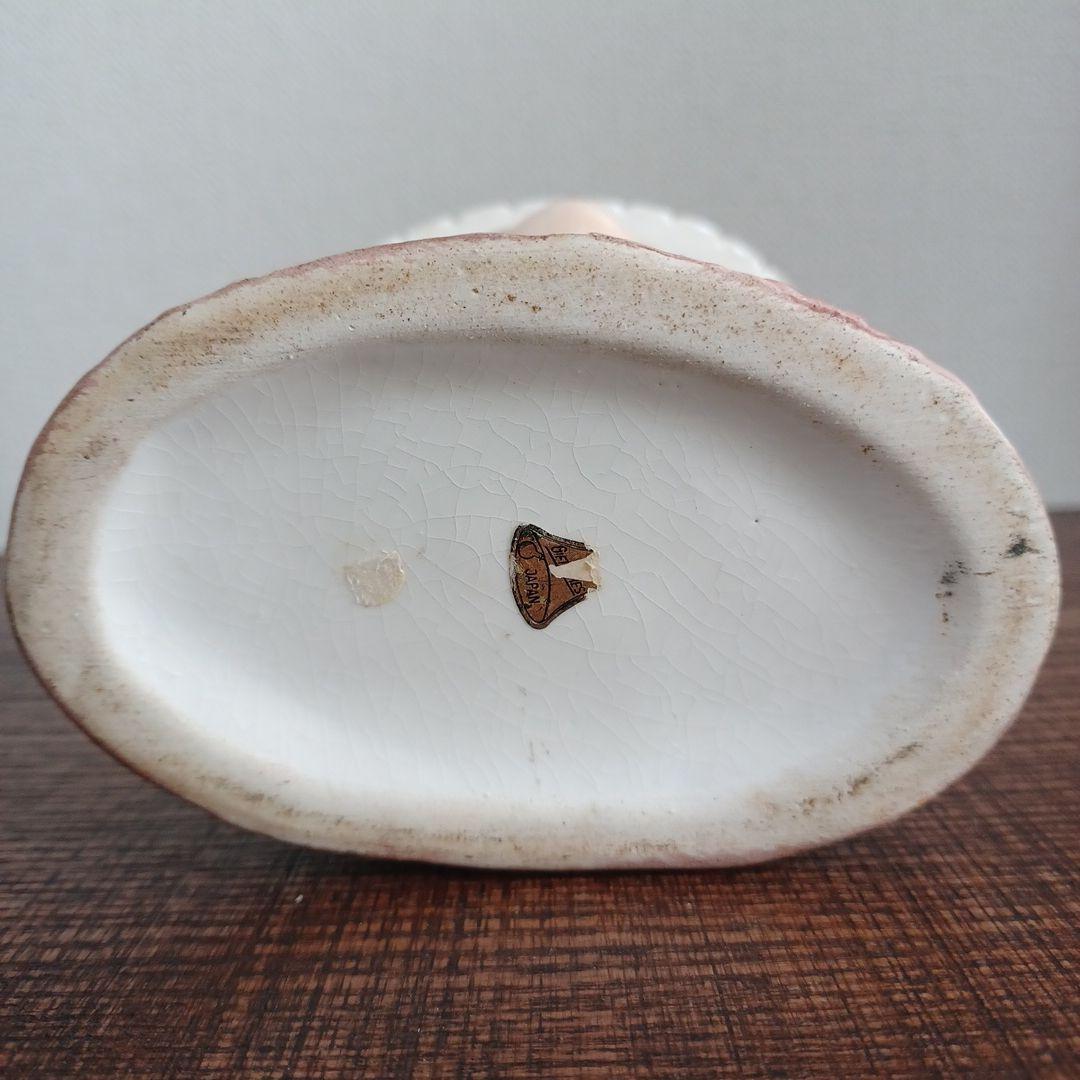 ビンテージ レディヘッドベース 陶器製の置物花瓶　薄紫とオレンジ　2点セット